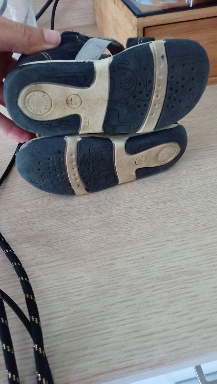 Sandales Gémo bleu et grise à scratch taille 23/24 - photo numéro 3