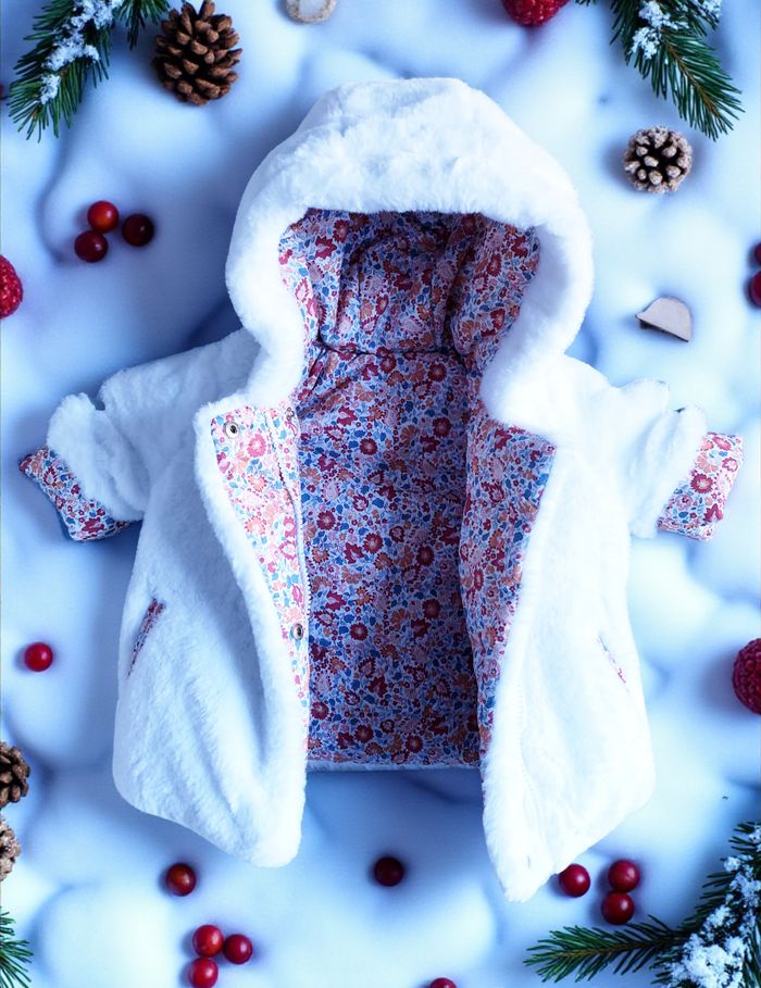 SERGENT MAJOR - NEW - MANTEAU A CAPUCHE RÉVERSIBLE BÉBÉ FILLE IMPRIMÉ LIBERTY 6M - photo numéro 8