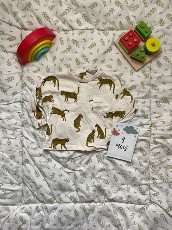 teeshirt manches longues beige motifs animaux 9 mois bout'chou