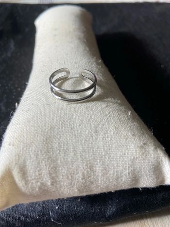 Bague minimaliste argentée double rang