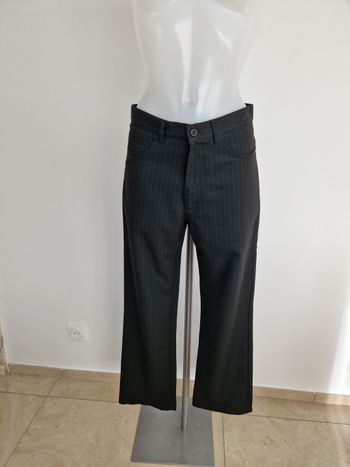 Pantalon homme noir à rayures pointillées Tissaia