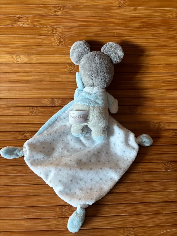 Doudou Mickey mouchoir bleu blanc étoile mouton Disney baby - photo numéro 2