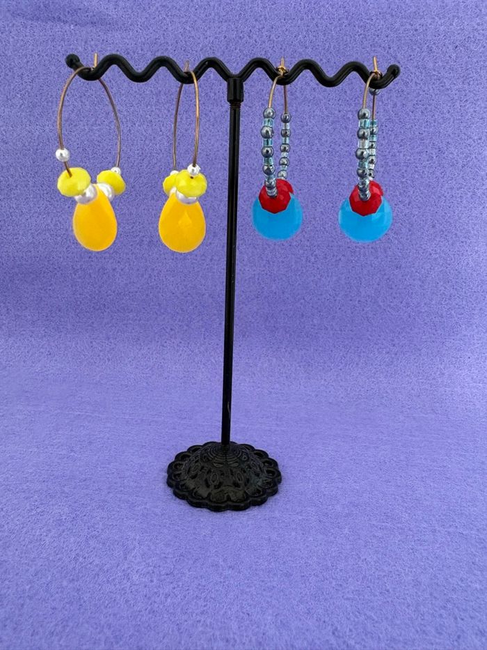 6 paires de boucles d’oreilles rouge jaune et orange - photo numéro 9
