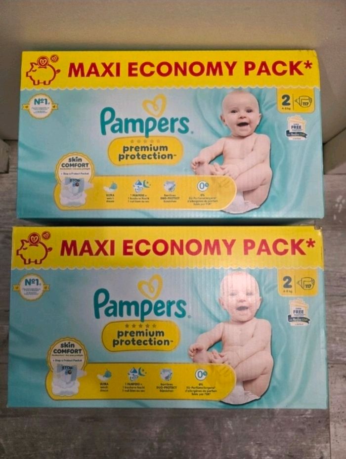 🍼 Pampers Premium Protection T2 Lot de 2 × 117 couches (4–8 kg)