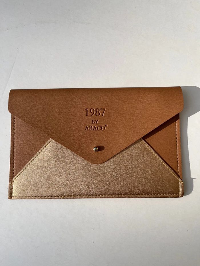Pochette portefeuille style enveloppe - marron et doré - photo numéro 3