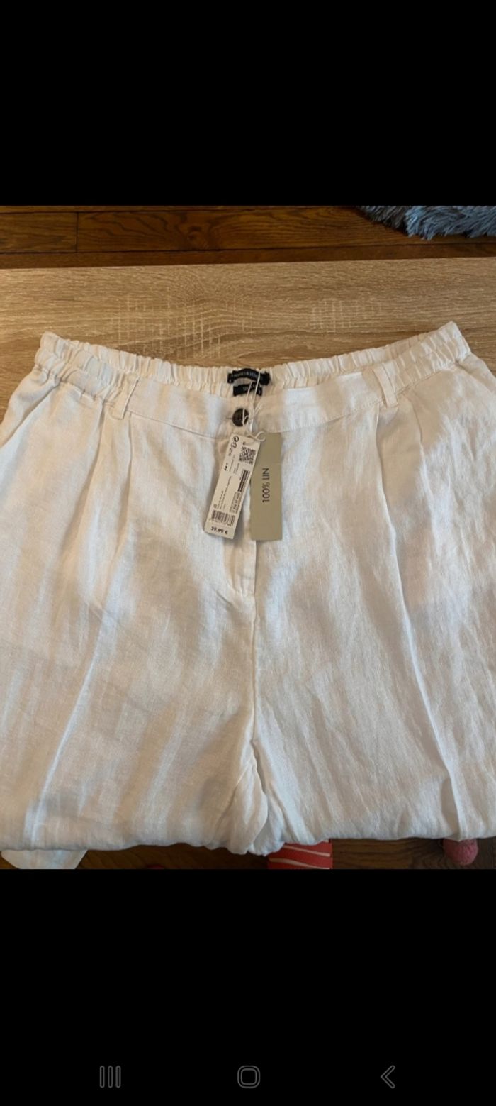 Pantalon monoprix lin blanc