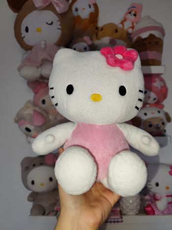 grande grosse peluche doudou hello kitty sanrio 2010 t-shirt rose fleur cute coquette