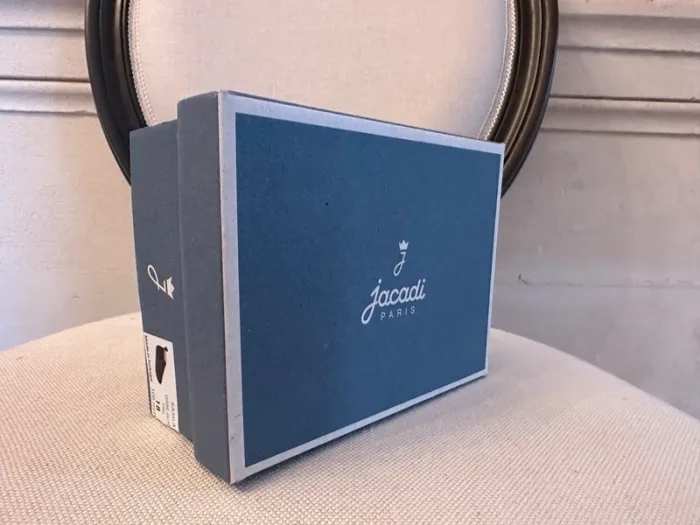 NEUF Jacadi chaussures chaussons cuir bleu marine pailletées bébé fille 18 Basile - photo numéro 9
