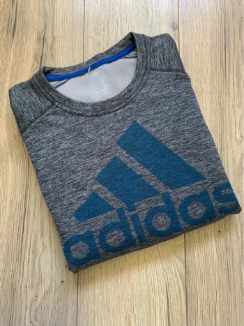 Sweat Adidas gris et bleu - Logo Adidas grand format