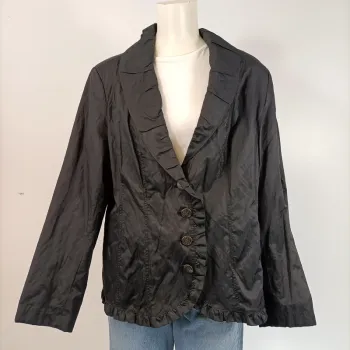 Veste créateur à volant - col et couture volants - Noir argenté Taille 44 A106