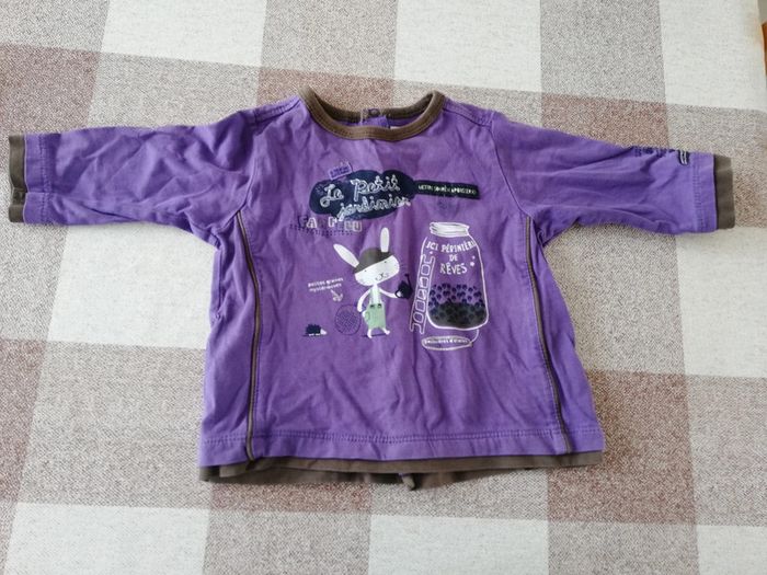 Tee shirt violet manches longues 9 mois sergent major