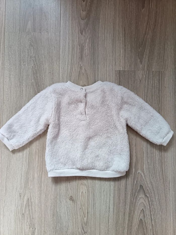 Pull chaud tout doux blanc motif lapin nœud et fille 12 mois - photo numéro 5