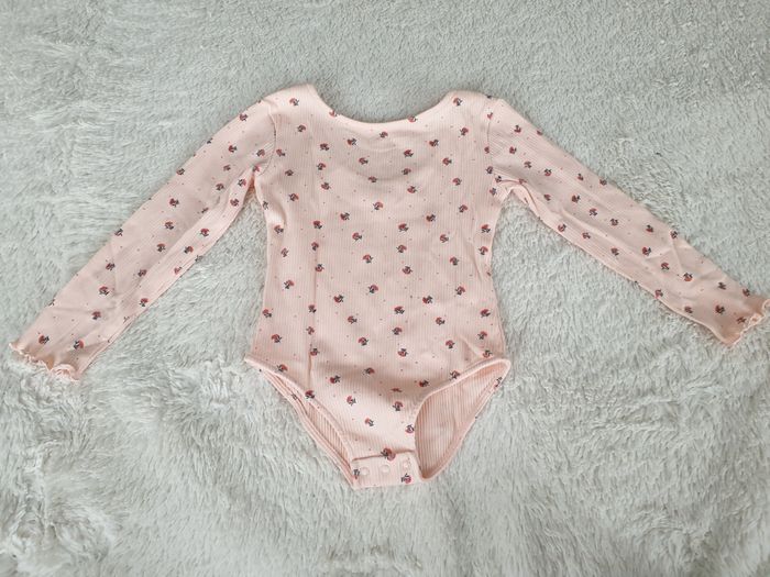 Body côtelé rose motif petites fleurs - 3A - TAO