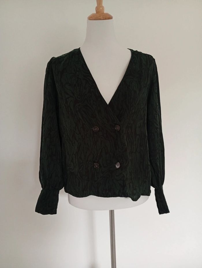 Galerie Lafayette - Chemise verte foncé taille 38 | style blazer