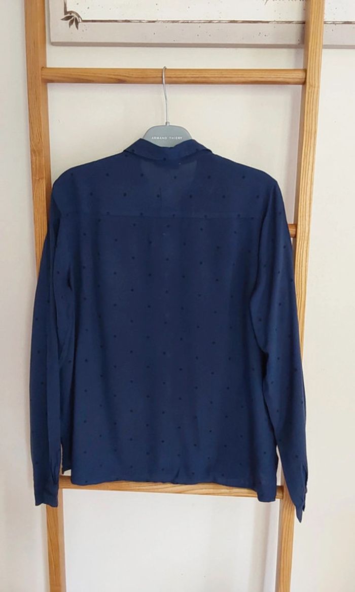 Chemise bleu marine à petits pois noir NafNaf T 36 - photo numéro 4