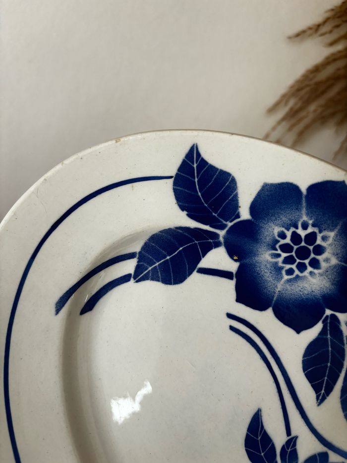 Lot de deux plats ovales fleurs bleues modèle Flore - photo numéro 6