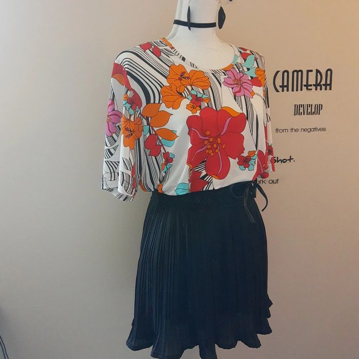 Tunique longue imprimée fleurie Gitti Vintage taille L - photo numéro 5