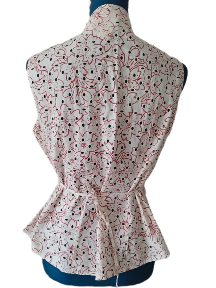 Blouse coton chemise sans manches fleurs de cerisier Sakura - photo numéro 10