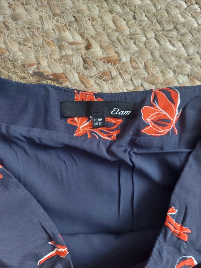 Jupe doublée fleurs etam t40 neuve - photo numéro 3