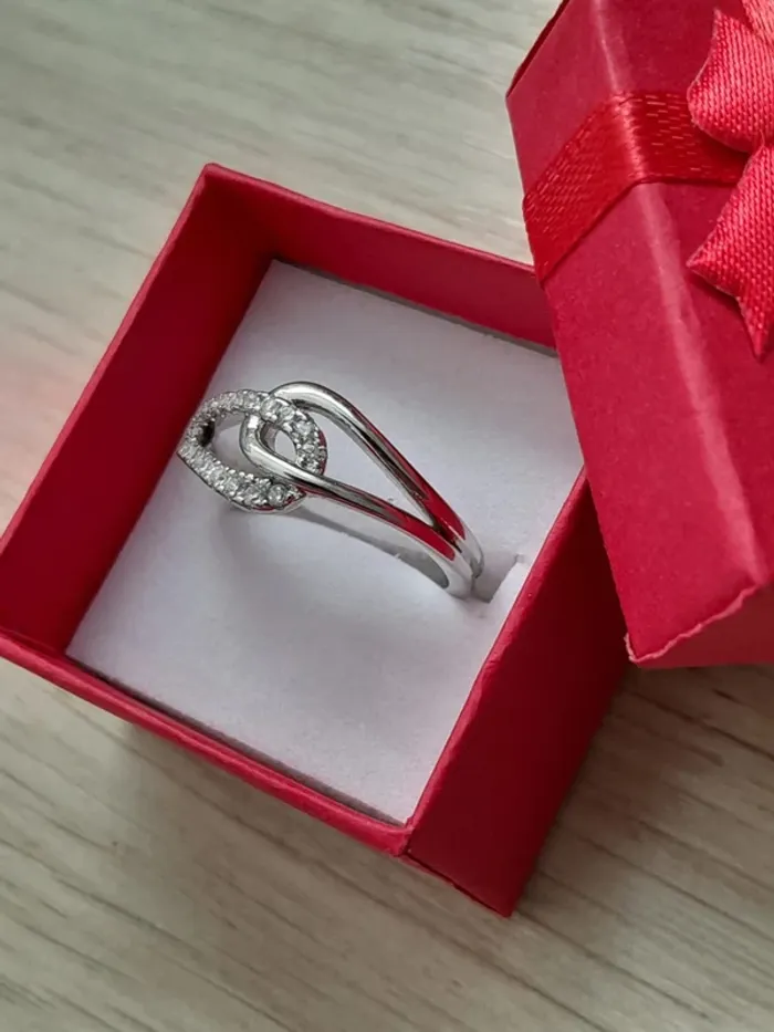 Bague argent 925, pierres transparentes en cristal,  taille 58 - photo numéro 3