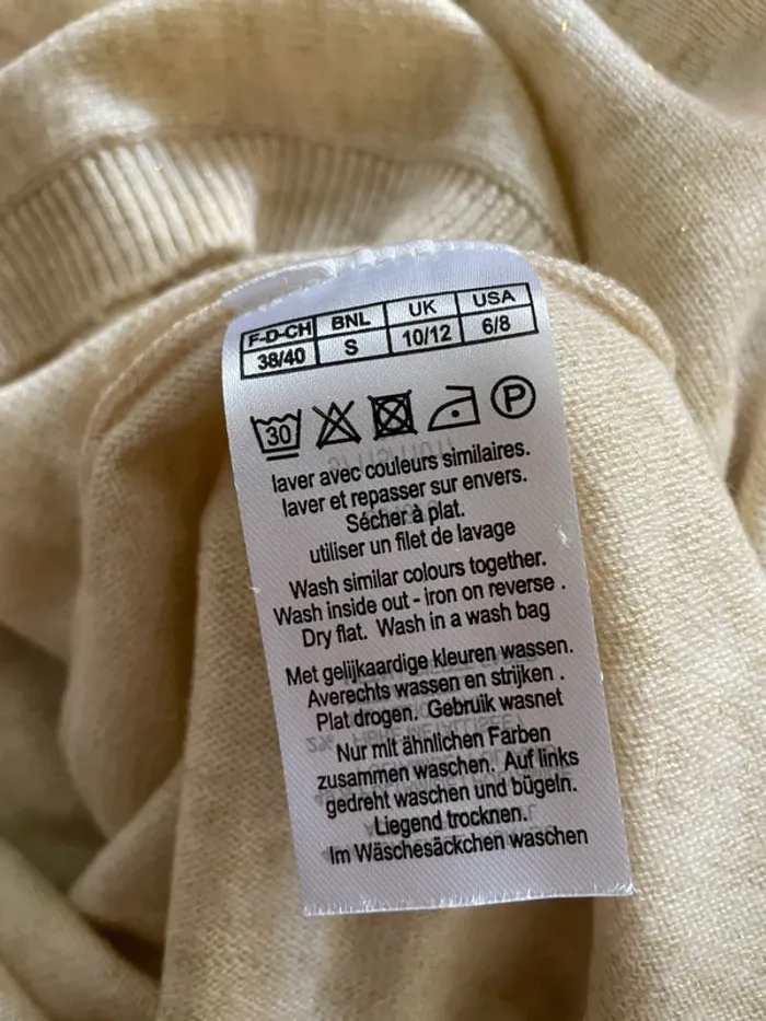 Pull léger extrêmement doux crème à paillettes doré Damart - photo numéro 6