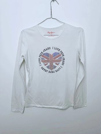 T-shirt Pepe jeans blanc longues manches fille taille 16 ans