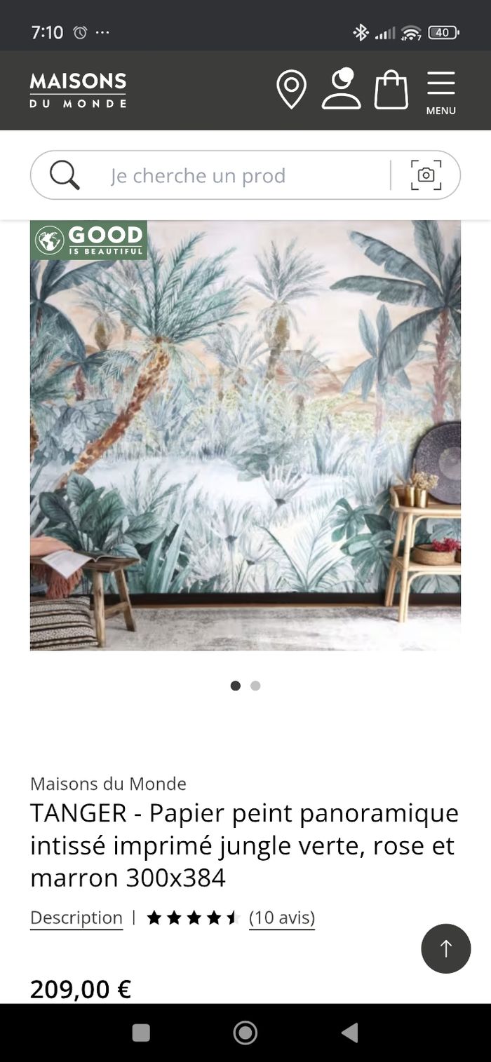 Papier peint panoramique intissé imprimé jungle verte, rose et marron 300x384 - photo numéro 2