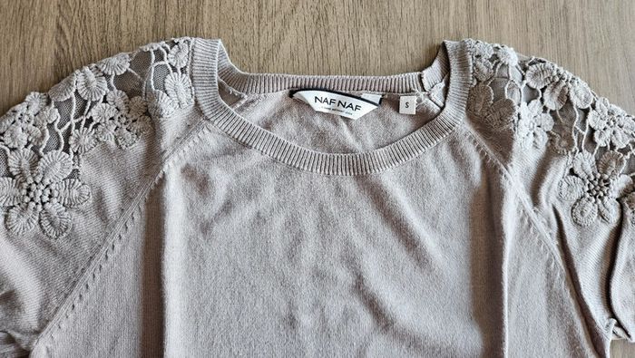 Haut maille et crochet beige taupe, taille S, Naf Naf - photo numéro 2