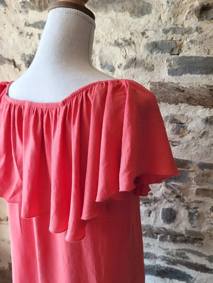 Blouse manches courtes corail Only Taille 38 - photo numéro 3