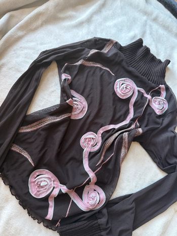 Haut mesh fleur rose original