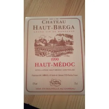 étiquette de vin château haut brega haut Médoc 1990 neuve -