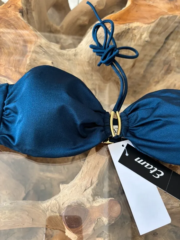 Haut de maillot de bain Etam bandeau bleu marine irisé - photo numéro 2