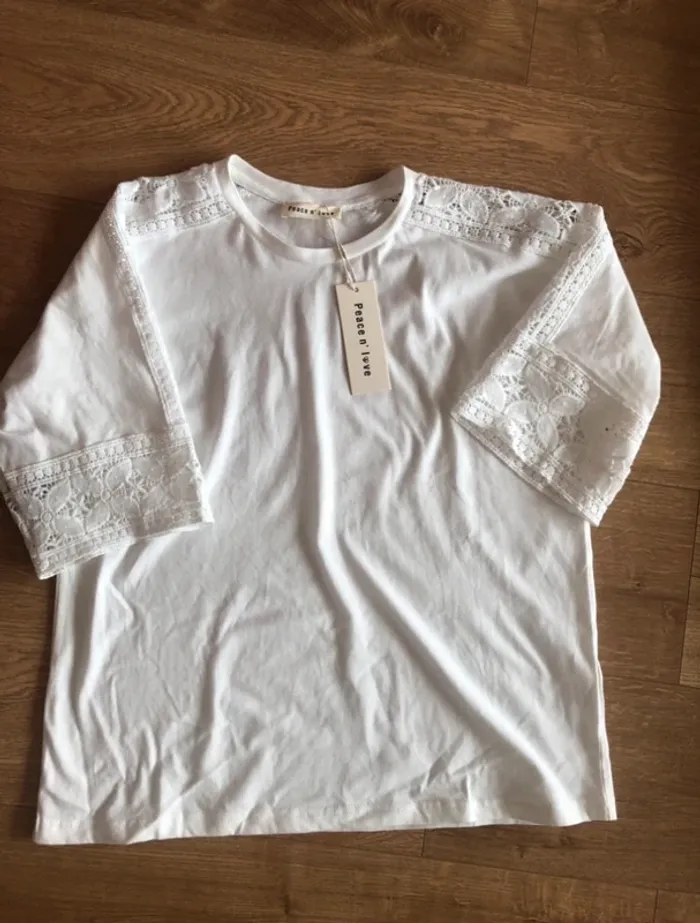 T shirt blanc ample broderie style - photo numéro 2