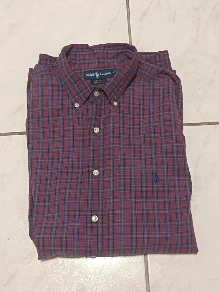 🟣 Chemise Ralph Lauren à Carreaux Rouge & Bleu – Taille 17 1/2 / 34-35 (Yarmouth – L homme) - photo numéro 4