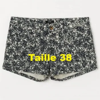Short crème motif gris noir H & M Taille 38
