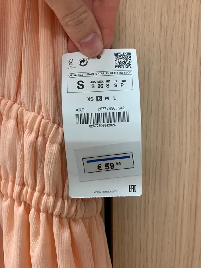 Longue Robe Zara Rose abricot neuve avec étiquette taille S - photo numéro 3