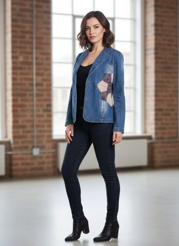 Veste en Jean Ajustée "On Parle de Vous" – Détails Patchwork & Bohème Chic

