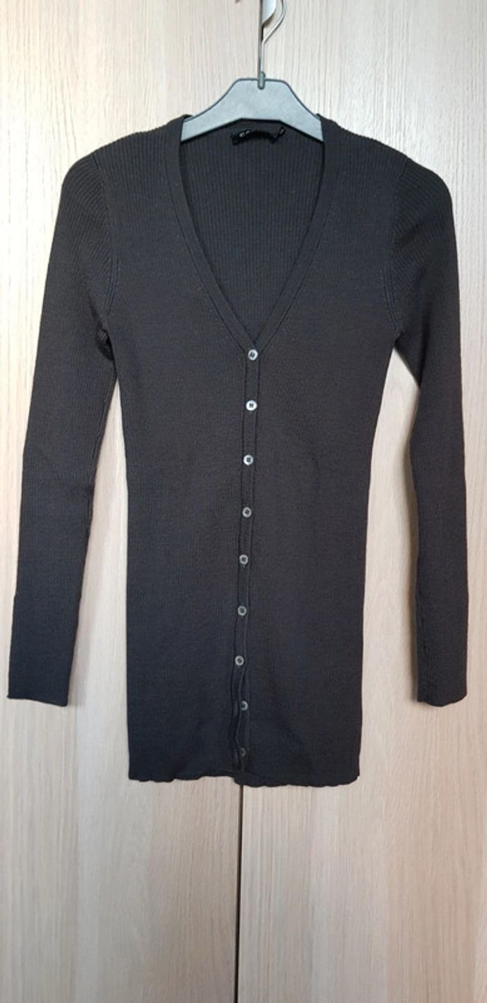 Gilet long marron caroll