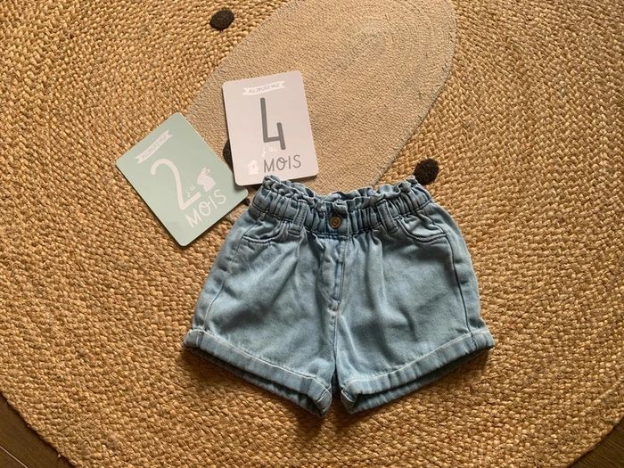 Short paperbag fille jeans denim bleu clair TAO tape à l’œil 24 mois 2 ans