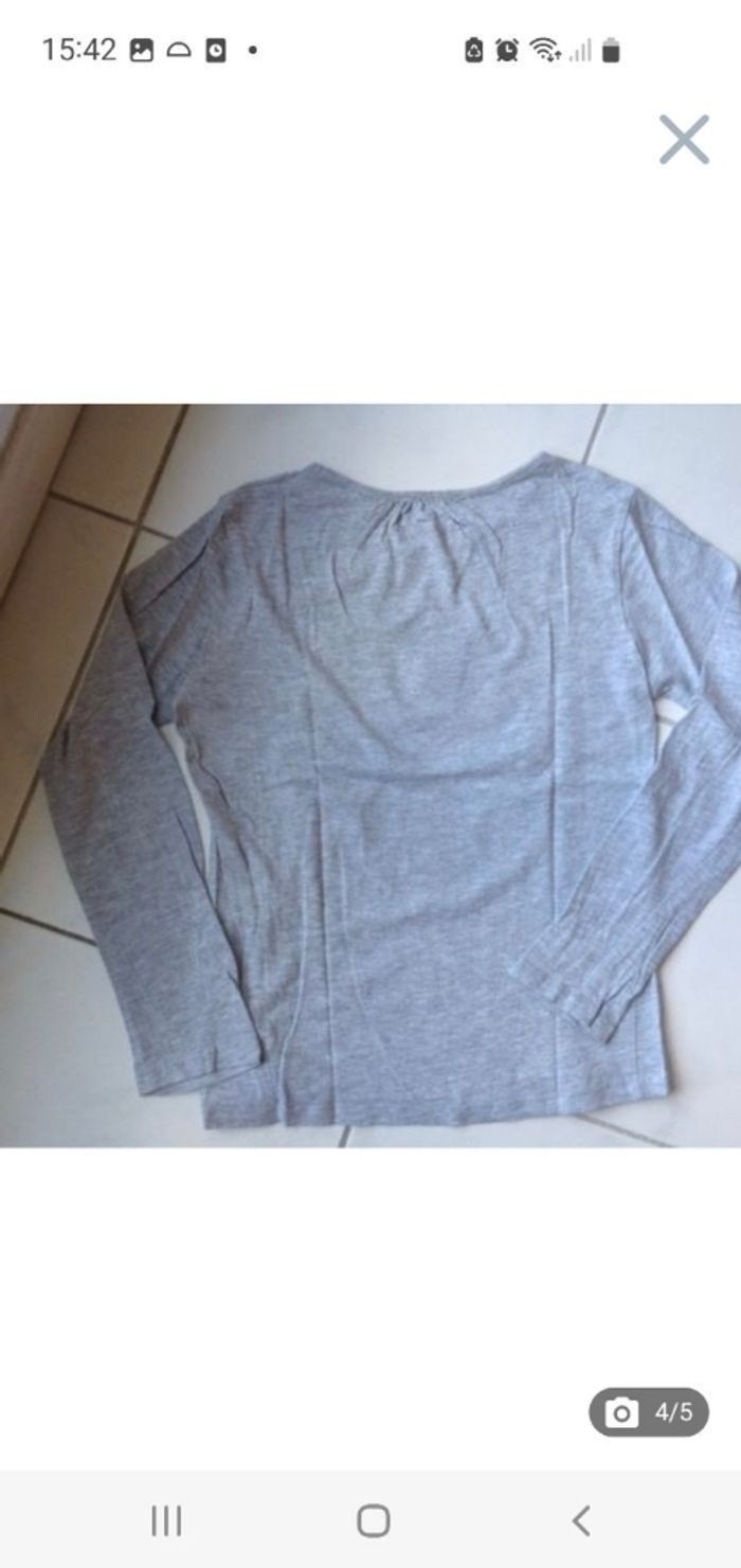 Tee-shirt ML gris chiné imprimé poissons 11/12 ans - photo numéro 4