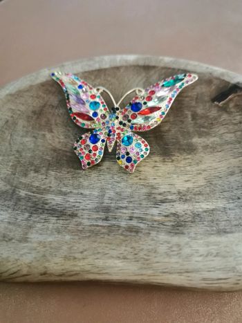 Broche papillon multicolore