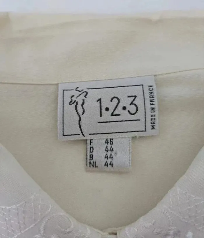 Chemisier brodé écru vintage - 123 - taille 44/46 - photo numéro 3