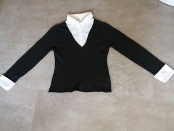 Pull noir avec faux chemisier blanc La Redoute Taille 38/40