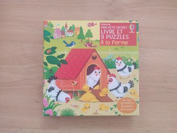 Coffret livre et 3 puzzles A la ferme Usborne 
