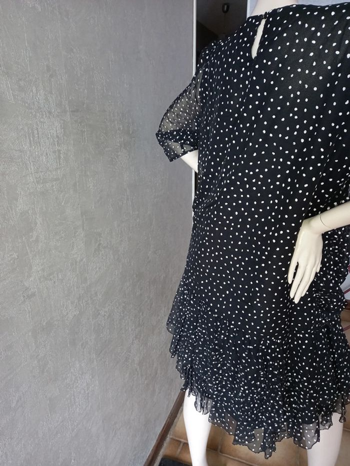 robe noire à pois blanc vintage taille 42 - photo numéro 2