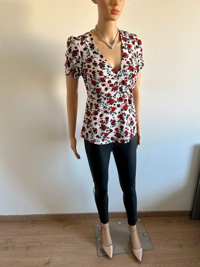 Blouse fleurie à manches courtes Mango taille XS comme neuve - photo numéro 4