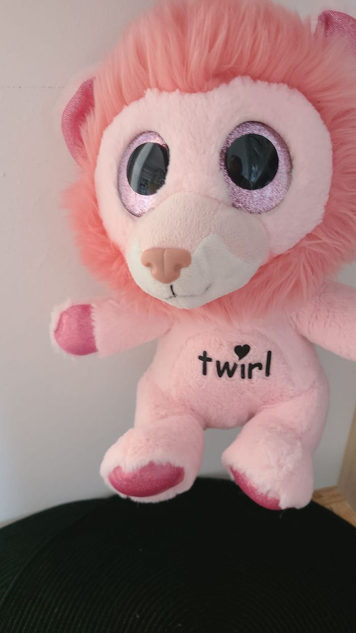 peluche lion rose paillette twirl creaciones lissis - photo numéro 4