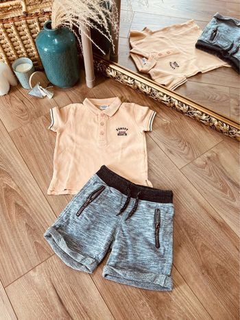 Taille 2 ans ensemble 2 pièces été garçon TAO Palomino pêche et gris * beach * 💙