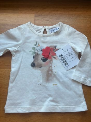 T-shirt ML Creeks 6 mois fille neuf