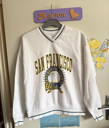 Pull blanc à motifs San Francisco, taille XXS, marque Kiabi 